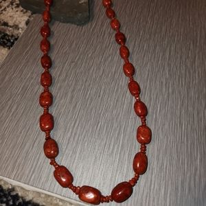 *Red Jasper Sterling Silver Necklace NWOT 41 Inches